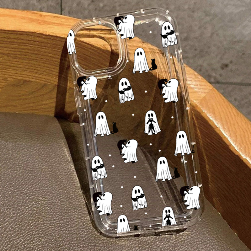 Apple Iphone 15 Pro Max - Coque transparente imprimée fantôme et fleurs